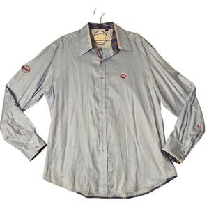 Robert Graham Men's 2XL Minnesota Twins embroidered logo Button-Up Shirt Blue